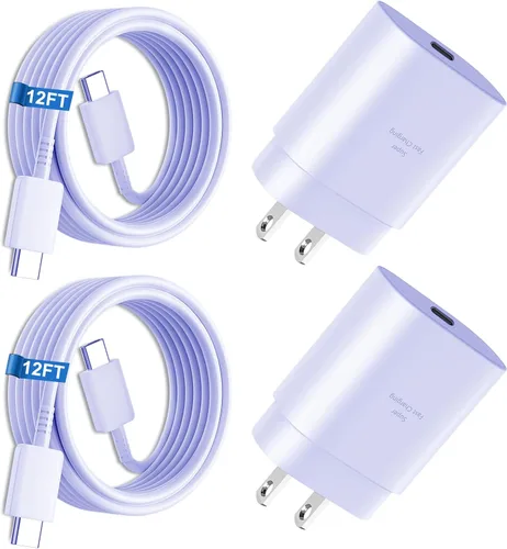 Vista 17 de Cargador súper rápido tipo C, bloque de cargador de pared rápido USB C de 25 W y cable de carga rápida súper largo de 8 pies para Samsung Galaxy