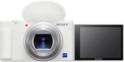 Vista 2 de Sony ZV-1 Cámara digital compacta 4K UHD, color blanco, paquete con tarjeta SDXC de 64 GB