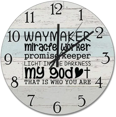Vista 27 de Trust in the Lord With All Your Heart - Reloj de pared con versículo bíblico – Arte de cita religiosa de madera cristiana inspiradora – Madera