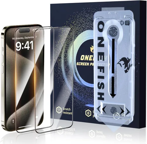 Vista 14 de OneFish Protector de pantalla de vidrio templado de borde completo para iPhone 11 Pro/XS/X de 5.8 pulgadas, paquete de 2 refuerzos de bordes, HD