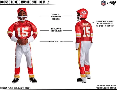 Vista 6 de MODERN HERO Overol para niño de la NFL, para novato en el día del partido, disfraz de casco suave