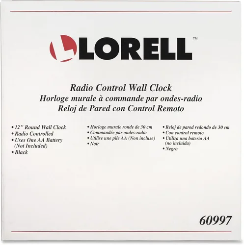 Vista 2 de Lorell Reloj de pared con números arábigos, 12 pulgadas, esfera blanca/marco negro