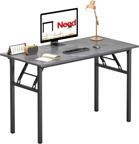 Vista 32 de Need - Escritorio plegable de 31 1/2" sin ensamblaje, mesa pequeña para computadora, escritorio robusto y resistente para espacios pequeños, marco