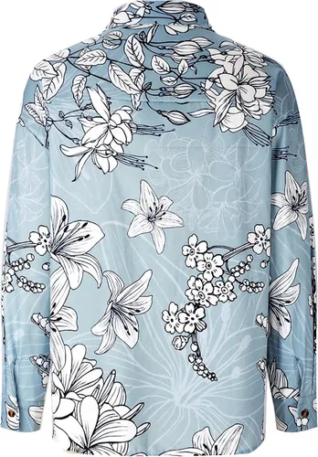 Vista 5 de Womens Oversized Jackets Lightweight Button Down Casual Bomber Jacket Floral Print Coat Lapel Collar Short Outwear Tops