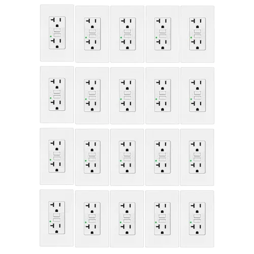 Vista 70 de Greencycle Toma GFCI de 15 amperios con puertos USB C y USB A, 1 unidad de toma eléctrica GFCI de prueba automática con USB, con indicador LED