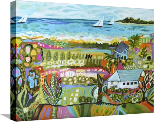 Vista 15 de ART.COM Karen Fields - Lienzo enmarcado para pared, diseño de fantasía náutica, decoración escénica, 16 x 12 pulgadas, marco negro con paspartú