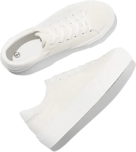 Vista 7 de THATXUAOV Zapatillas de deporte de plataforma para mujer, zapatos de tenis blancos casuales de moda