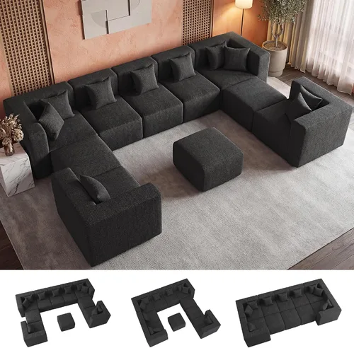 Vista 25 de MONVANE Sofá cama convertible de 55.5 pulgadas, sofá cama 2 en 1 sin hueso con bolsillo de almacenamiento, cómodo sofá de asiento profundo