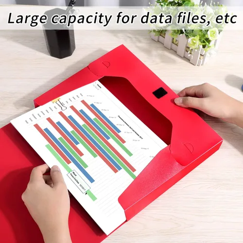 Vista 2 de HUA JIE Cajas de almacenamiento A4 de plástico con tapa, organizador de carpetas de archivos, caja de archivos para oficina, papel tamaño carta