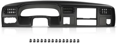 Vista 31 de GRAND ORANGE Cubierta de bisel del panel de instrumentos del tablero Compatible con Chevy Chevelle El Camino 1968 Sin aire Negro