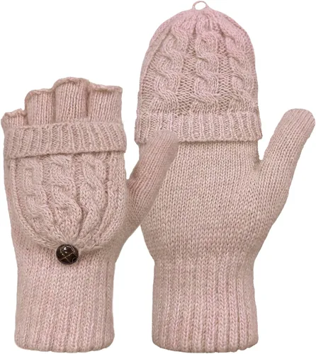 Vista 120 de Beurlike Guantes de invierno para mujer, de lana cálida, a prueba de viento, convertibles, sin dedos