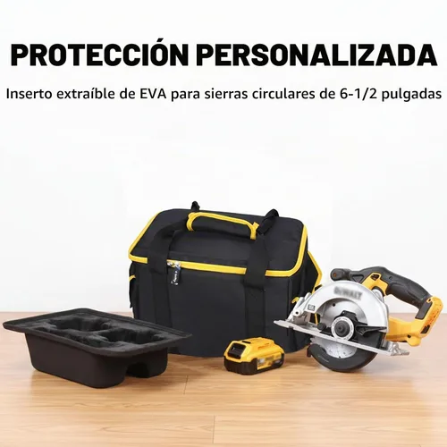 Vista 3 de DEWALT - Bolsa de herramientas para sierra circular DEWALT 20V MAX 6-1/2 pulgadas DCS391B/DCS565B con múltiples bolsillos para baterías, máscaras