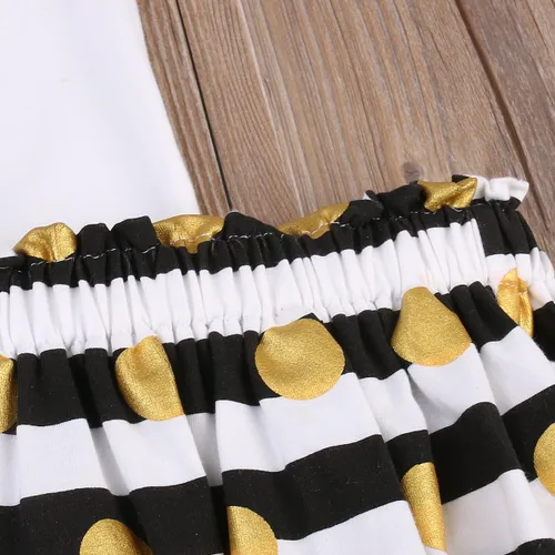 Vista 6 de Conjunto de vestido para niña con faldas a rayas y lazo