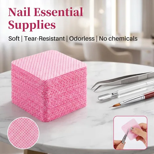 Vista 3 de MAQIHAN 600 Toallitas para Uñas Sin Pelusa - Toallitas Removedoras de Esmalte de Uñas Rosa Sin Pelusa, Almohadillas para Uñas Sin Pelusa para Uñas
