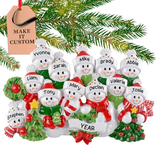 Vista 12 de Adorno personalizado para pareja 2025 Personalización gratuita las 24 horas Adornos de Navidad de muñeco de nieve grabados con láser para árbol