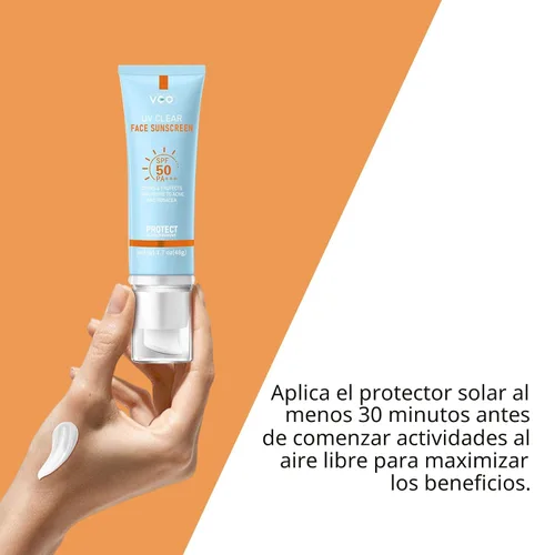 Vista 4 de VGO Protector Solar Transparente para Rostro SPF 50, Esencia Solar Hidratante Sin Sensación Pegajosa Tamaño de Viaje, Protector Solar Contra Rayos