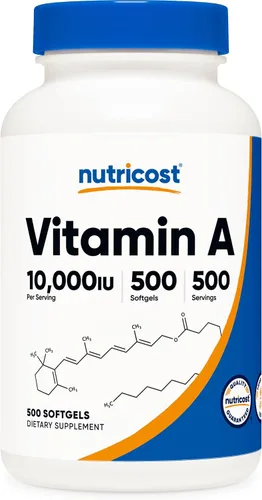 Vista 5 de Nutricost Vitamina A 10.000 UI, 500 cápsulas blandas (2 botellas)