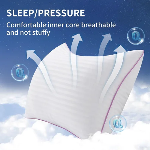 Vista 3 de Juego de 2 almohadas de cama tamaño King, almohada para dormir lateral Blanco