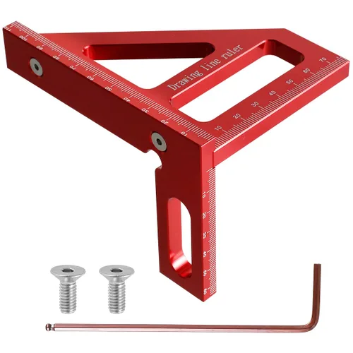 Vista 6 de Regla de medición multiángulo 3D, 45/90 grados, aleación de aluminio, transportador cuadrado para carpintería, regla de medición precisa