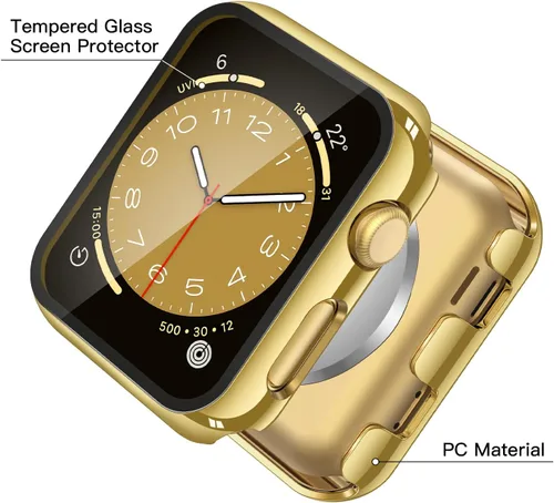 Vista 5 de Misxi Juego de 2 Fundas de Vidrio Templado Compatibles con Apple Watch Series 3 y Series 2 de 1.496 Pulgadas, Protector de Pantalla de Policarbonato