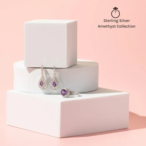 Vista 4 de Peora Majestic Sensation - Anillo de amatista de 1,25 quilates en plata de ley, tamaños 5 a 9