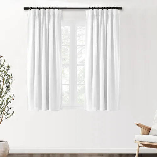 Vista 19 de SHINELAND Cortinas opacas cortas para ventanas de dormitorio, cortinas de baño, 45 pulgadas de largo