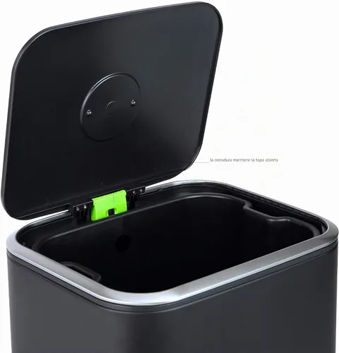 Vista 7 de Amazon Basics Bote de basura rectangular de metal con pedal de cierre suave, 32 litros/8.5 galones, 14 pulgadas de largo x 14 pulgadas de ancho x