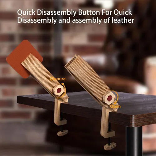 Vista 4 de citian Poni de costura de madera, cuero para manualidades, fácil de llevar, portátil, fácil de viajar, mini poni de costura Posición ajustable