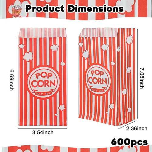 Vista 4 de 600 bolsas de palomitas de maíz, porciones individuales, pequeñas bolsas de maíz de 1 onza a granel, suministros para máquinas de palomitas de maíz