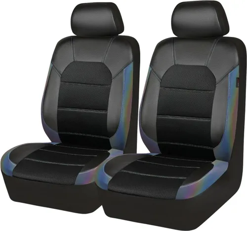 Vista 9 de CAR PASS Fundas de cuero para asientos delanteros solamente, con fundas de asiento delantero de malla de aire, transpirables, fundas de asiento