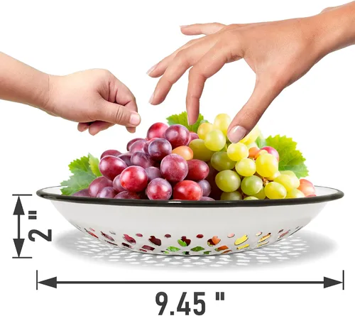 Vista 3 de Recipiente para frutas y pan de hierro esmaltado de estilo clásico, con agujeros para ventilación