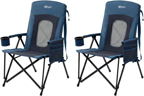 Vista 10 de PORTAL Silla de camping plegable extra grande con respaldo alto, sillas de césped portátiles para adultos, deportes al aire libre con apoyabrazos