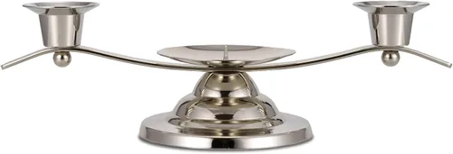 Vista 7 de ACHIBANG Portavelas Gold Unity para ceremonia de boda, soporte de vela de 3 brazos con pico central para velas de pilar y cónicas, elegante Oro