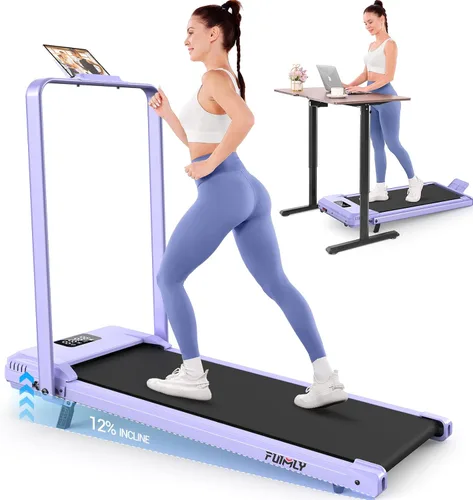 Vista 25 de FUNMILY Cinta de Correr Plegable con Almohadilla de Caminata Mejorada con Inclinación del 12%/15% y Barra de Manejo, Cintas de Correr Compactas