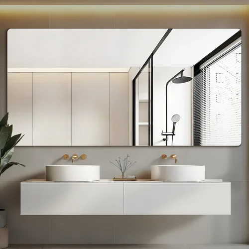 Vista 15 de Espejo Grande de 72" x 36", Espejo de Baño Rectangular Moderno con Borde Pulido Sin Marco, se Cuelga Horizontal o Verticalmente. Espejos de Baño