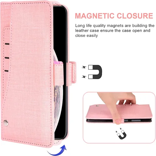 Vista 5 de Asuwish Funda compatible con iPhone Xs Max, protector de pantalla de vidrio templado y funda de cuero con tapa para tarjetero, fundas para teléfono
