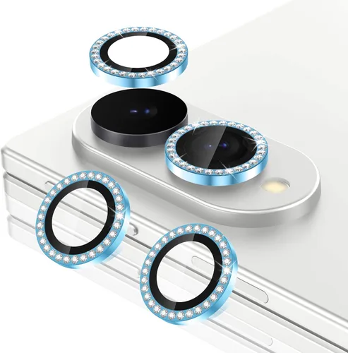 Vista 81 de Casetego Protector de lente de cámara para Galaxy Z Fold 8, [Diseño de purpurina mejorado], [Fuerte adherencia], lente de vidrio templado 9H negro