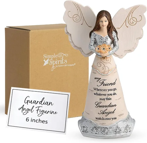 Vista 17 de Figura de ángel amigo de Elements de Pavilion, de 8 pulgadas, sosteniendo una mariposa, con inscripción "Los amigos son regalos para siempre
