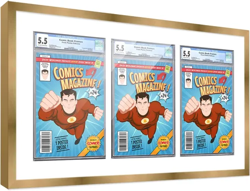 Vista 138 de Poster Palooza Marco de cómics con paspartú para 1 cómic de grado CGC, CBCS o PGX, marco de cómic de bronce para cómic de 8.125 x 13 pulgadas