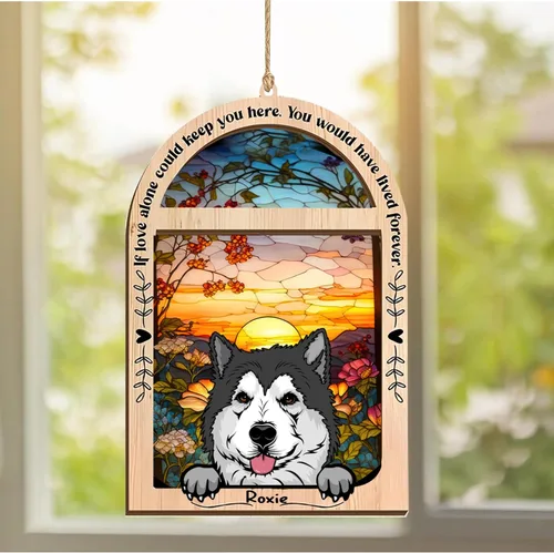 Vista 325 de LOVELYPOD Adorno de Navidad personalizado de sabueso afgano, atrapasoles con nombre, regalos de pérdida de mascotas, regalos para amantes