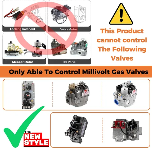 Vista 4 de Kit de control remoto para chimenea de gas, control remoto de encendido/apagado, para sistema de válvula de milivoltio, reemplazo para skytech