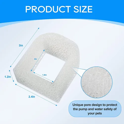 Vista 5 de Filtro de fuente de agua para gatos compatible con fuente de agua Petsafe, para filtros de fuente de mascotas Drinkwell, filtros de espuma