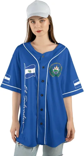 Vista 5 de Camiseta de béisbol de El Salvador personalizada,Camiseta personalizada con la bandera salvadoreña,Orgulloso Jersey Salvadoreña,Jersey del orgullo