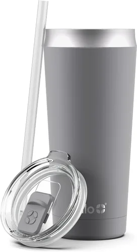 Vista 4 de Ello Beacon - Vaso de acero inoxidable aislado al vacío con tapa deslizante y popote opcional