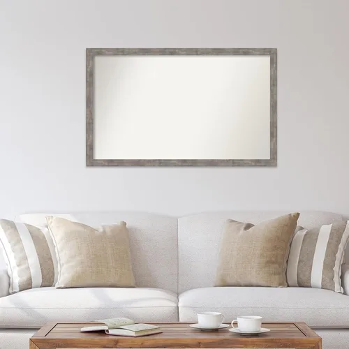 Vista 684 de Amanti Art Silver Bathroom Mirror for Over Sink, 26x35 Custom Made Marred Pewter Rectangle Vanity Mirror, Large Casual Wood Frame, Hangs Horizonally