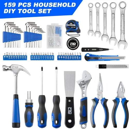 Vista 2 de Prostormer Juego de herramientas para el hogar de 159 piezas, kit de herramientas para el hogar general con estuche de almacenamiento, kit