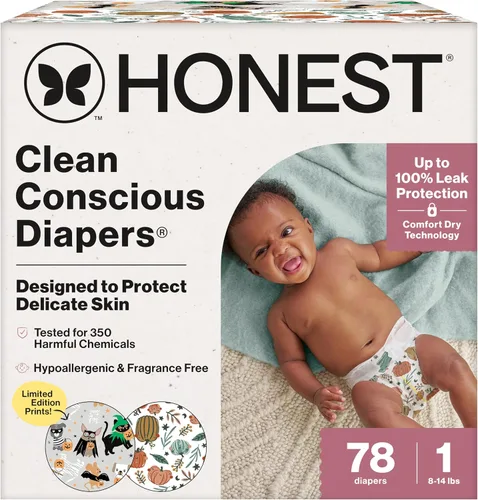 Vista 19 de The Honest Company Clean Conscious - Pañales para pieles delicadas, hasta un 100% a prueba de fugas, hipoalergénicos, sin fragancia, género neutro