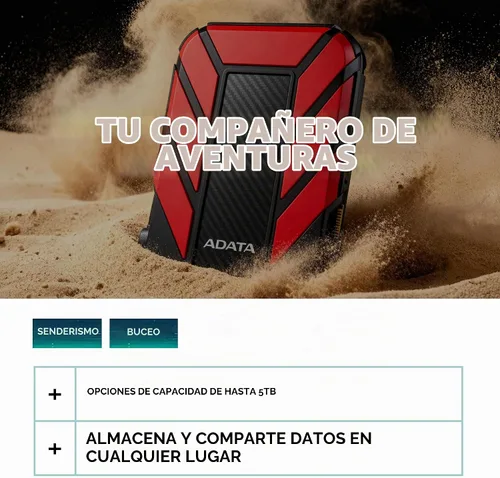 Vista 5 de ADATA Disco duro externo HD710 Pro, rojo, 2 TB