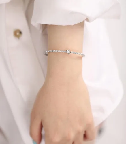 Vista 44 de OZEL - Pulseras para mujer, chapados en oro real de 18 quilates, pulseras de oro de cristal colorido para regalos