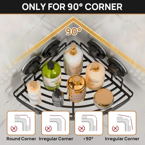 Vista 3 de LEVERLOC 2 Pack Caja de ducha de esquina con ventosa de succión fuerte, organizador de baño extraíble de gran capacidad, estantes de ducha de acero